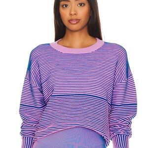 Beach Riot Oculus Pink and Blue Striped Sweater